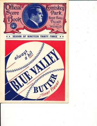 1933 Chicago White Sox York Yankees Scorecard Ruth Gehrig