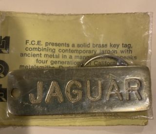 Vintage Jaguar Solid Brass Key Chain Fob Charm - 3 X 1