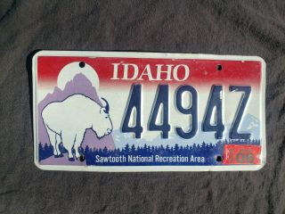 2009 Idaho License Plate Sawtooth National Recreational Area 4494 Z Optional