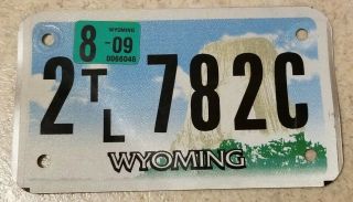 2009 Wyoming Trailer License Plate With Devils Tower Picture On The Plate 4 X 7