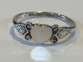 Vintage Ladies Heart Shape 925 Sterling Silver Signet Ring