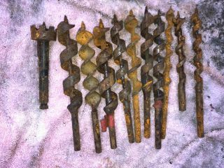 Vintage 11 Piece Wood Drill Bit Set,  Sizes: 1/2 " - 1 3/8 " Milwaukee ; Fast S&h