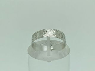 Gorgeous Vintage Sterling Silver Engraved Foliage Band Ring Size O 2