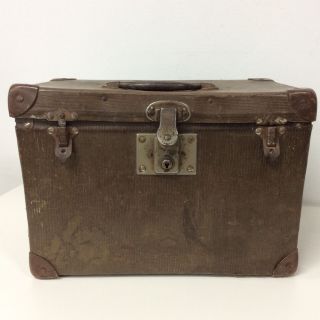 Brown Square Vintage Fibre Travelling Case Circa 1950 