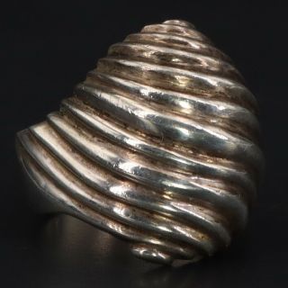 Vtg Sterling Silver - Mexico Taxco Fluted Ridged Striped Ring Size 8.  5 - 18.  5g