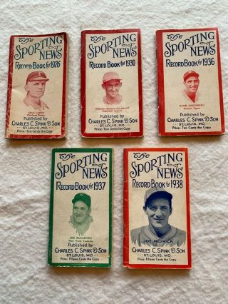 Vintage " The Sporting News " Record Books Plus Rawlings Ball & Box