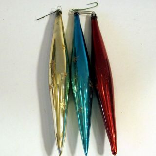 Vintage Red,  Green/blue And Gold Icicle Ornaments