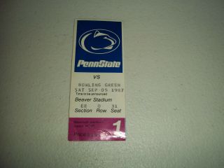 1987 Penn State Vs Bowling Green College Football Ticket Stub