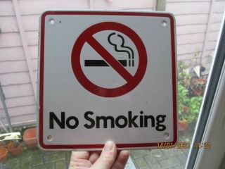 A Vintage Industrial Enamel No Smoking Sign.