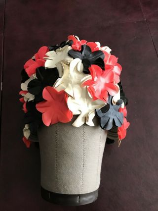 Adult Vintage Black,  White & Pink 3d Flowered Swim Cap