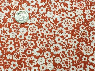 3.  5 Yards Vintage Cotton Fabric Tiny Flowers On Cherry Red 44 " Quilt Sew Craft