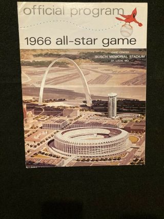 1966 Mlb Baseball All - Star Game Program Aaron Mays Clemente Koufax Busch Stadium
