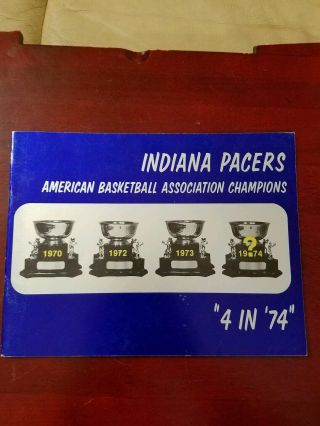 1973/1974 Aba Basketball Indiana Pacers Yearbook / Media Guide Exmt