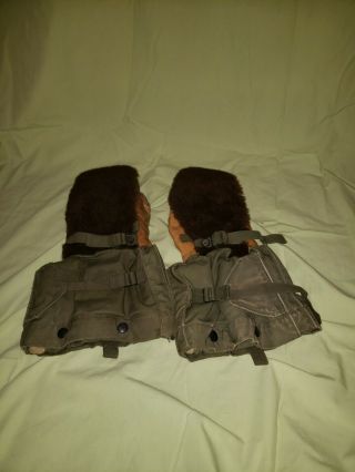 Vintage Usa Military Mittens Gloves Set Extreme Cold Weather Leather Wool Xl