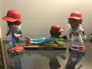 Stl Cardinals Ozzie Smith,  Willie Mcgee,  Vince Coleman Bobbleheads
