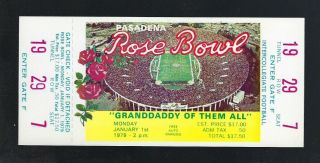 Vintage 1979 Ncaa Rose Bowl Full Football Ticket - Trojans V Michigan Wolverines