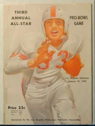 1953 3rd Nfl Pro Bowl Football Program - Otto Graham Bobby Layne Elroy Hirsch
