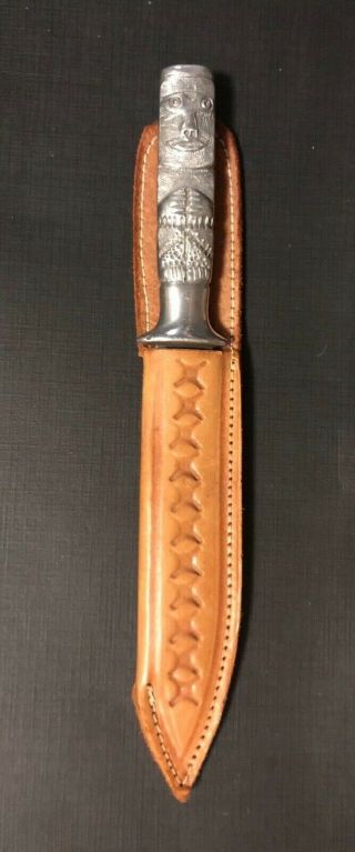 1968 Mexico Olympics Memorabilia Souvenir Silver Knife With Leather Sheath