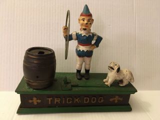Vintage Cast Iron Trick Dog Coin Bank Made In Taiwan