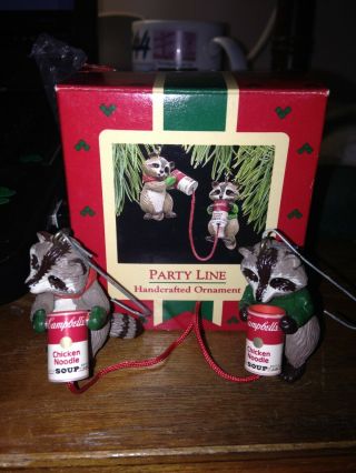 Party Line 1988 Hallmark Ornament Raccoons Campbell 