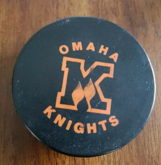 Omaha Knights Chl Hockey Puck Mid - 70s Made In Canada Central Hockey League