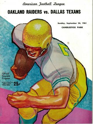 1961 Oakland Raiders Vs.  Dallas Texans 32 - Page Program Vg - Ex