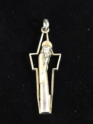 Vintage Creed Sterling Silver Crucifix Charm Virgin Mary Baby Jesus Cross Prayer