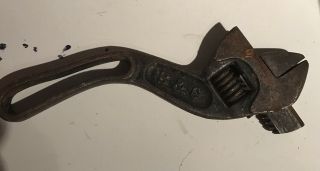 Old Vintage B & C Bemis & Call Adjustable 8 Inch Curved Handle Monkey Wrench