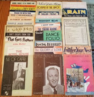 Vintage 1930s Sheet Music Including Autographed Bing Crosby Song