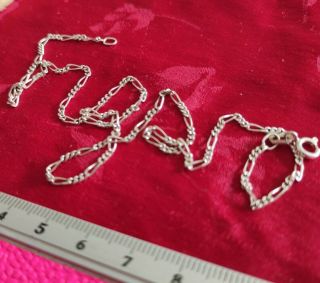 Fabulous Figaro Link Vintage Hallmarked Sterling Silver Chain,  3 Grams,  16.  5 Inch