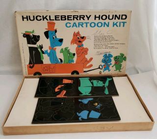 1960 Vintage Colorforms Huckleberry Hound Cartoon Kit Game Vinyl Playset