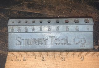 Vintage Sturdy Tool Co.  Drill Bit Holder,  Holds 10 Drillbits.