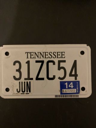 Tennessee Motorcycle License Plate 2014 Tag