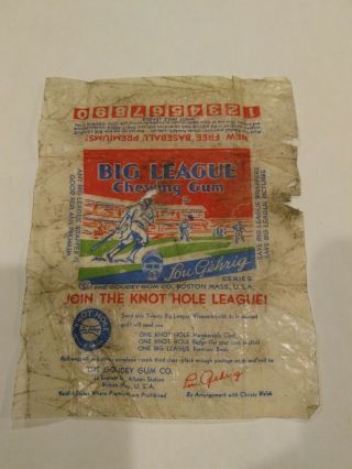 1934 Goudey Gum Co.  Baseball Card Wrapper - Lou Gehrig Knot Hole League