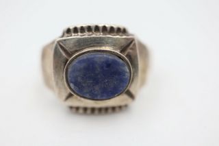 Vintage Sterling Silver Ring With Lapis Stone Size 6.  5 5.  0 Grams Total Weight