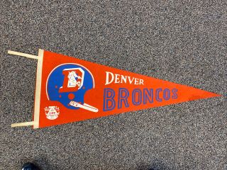Vintage 1960s Denver Broncos Afl Felt Pennant Single Bar Full Size