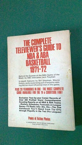 1971 - 72 The Complete Handbook of Pro Basketball - - ABA NBA - - by Jim O ' Brien 2