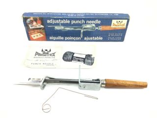 Vintage Phentex Adjustable Punch Needle Crafting Tool Rugs & Murals Box