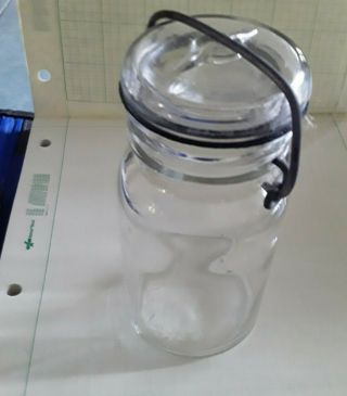 Vintage Clear Glass 4 Canning Jar W/ Lid,  Wire Bail 1/2 Pint Size 2 - 1/2 X 5 - 1/2