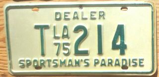 1975 Louisiana Dealer License Plate Number Tag - $2.  99 Start