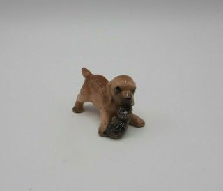 Vintage Japan Ceramic Miniature Puppy Dog With Boot Figurine