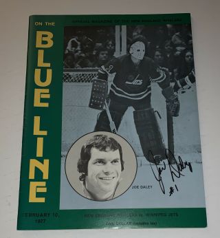 Winnipeg Jets 1977 Wha Game Program At England Whalers (joe Daley/autograph)
