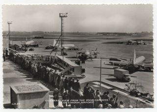 Airport Postcard - London Heathrow View From Roof Gardens - Viscount - Ambassador