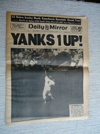 October 5 1953 York Yankees Daily Mirror Newspaper Vs.  Brooklyn Dogers