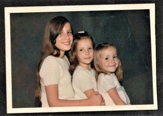 Vintage Photograph Three Adorable Little Girls All Lined Up