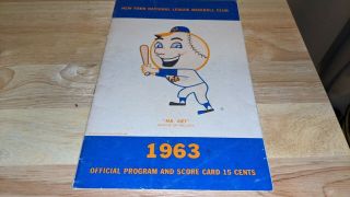1963 York Mets Vs Milwaukee Braves Scorecard/program Hank Aaron Home Run
