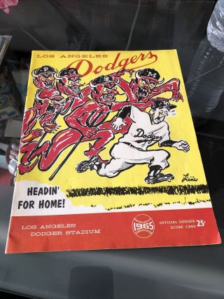 Rare Vintage 1965 La Dodgers Baseball Official Program Score Card