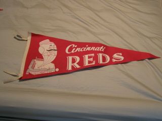 Vintage 1960 " S Cincinnati Reds Baseball Pennant 30 "