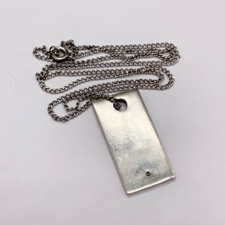Vintage Solid Silver Sterling Diamond Set Ingot Bullion Bar Pendant And Necklace