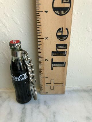 Vintage Miniature Glass Coca - Cola Bottle Coke Keychain Liquid Filled 3 Inches